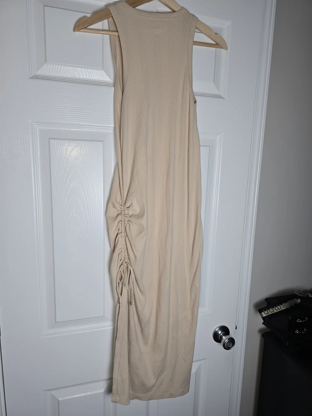 Aerie Sleeveless Ribbed Midi Dress in Light Beige Size Small